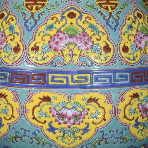 Qianlong Signed Old Chinese Colour Enamel Zun Vase W/flower N3328