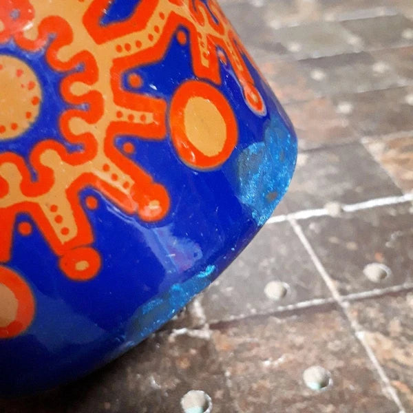 1960s Finel Arabia Enamel Pot Mug Set Red Blue Nordic Mid Century Authen Vintage