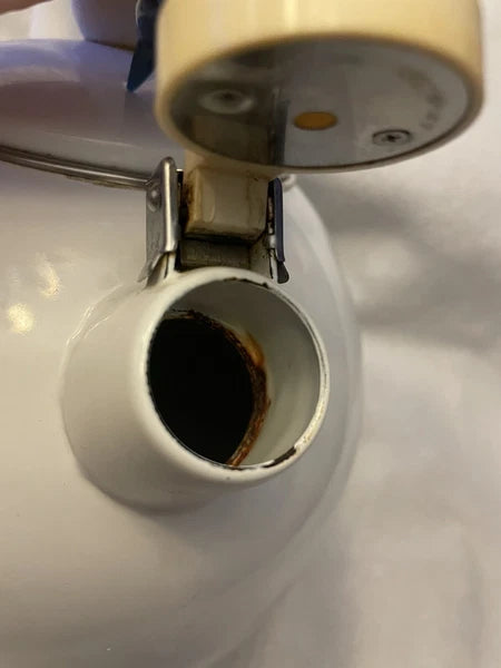 CERAMIC ON STEEL HUMMINGBIRD TEA KETTLE, Vintage, See Description!