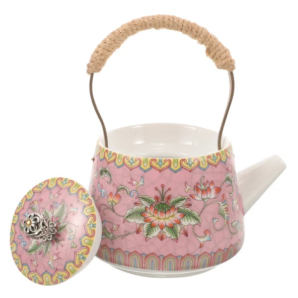 4 Pieces Enamel Teapot Travel Ceramic Kettle Stovetop Chinese Clay