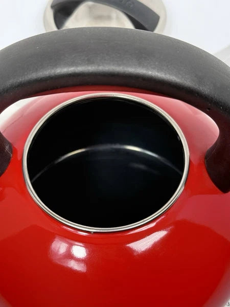 Circulon 2 Qt Stovetop Whistling Tea Kettle Red Enamel GREAT COND
