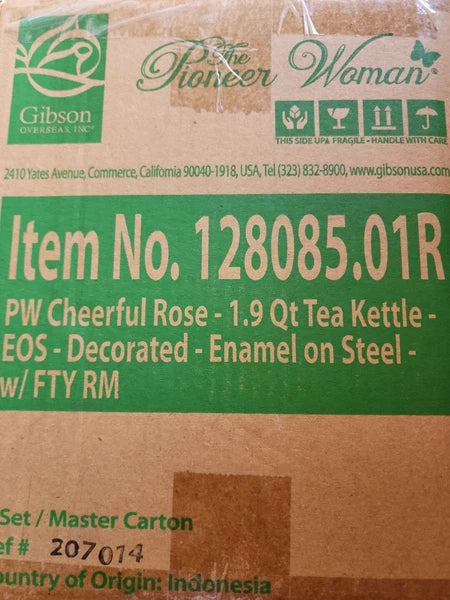 Pioneer Woman ~ CHEERFUL ROSE ~ 1.9-Quart Tea Kettle ~ Enamel on Steel ~ Floral