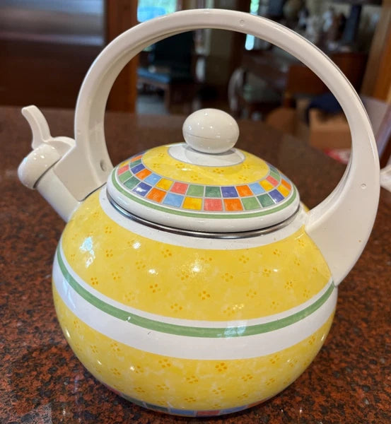 Villeroy & Boch Twist Alea Yellow Limone Enamel Tea Kettle New No Box