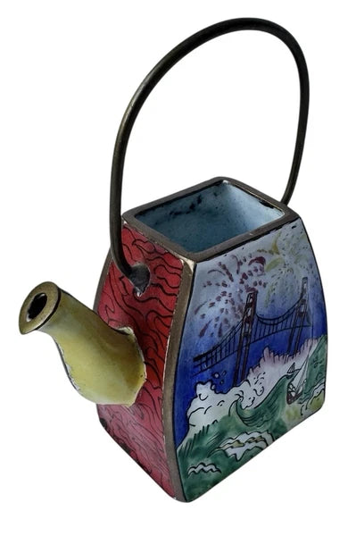 Redfern House Enamel Mini Teapot San Francisco Golden Gate Bridge Cable Car