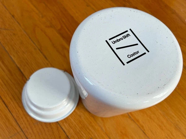 Umbra Shift Castor COWBOY KETTLE coffee tea pot vtg mcm white black stick handle