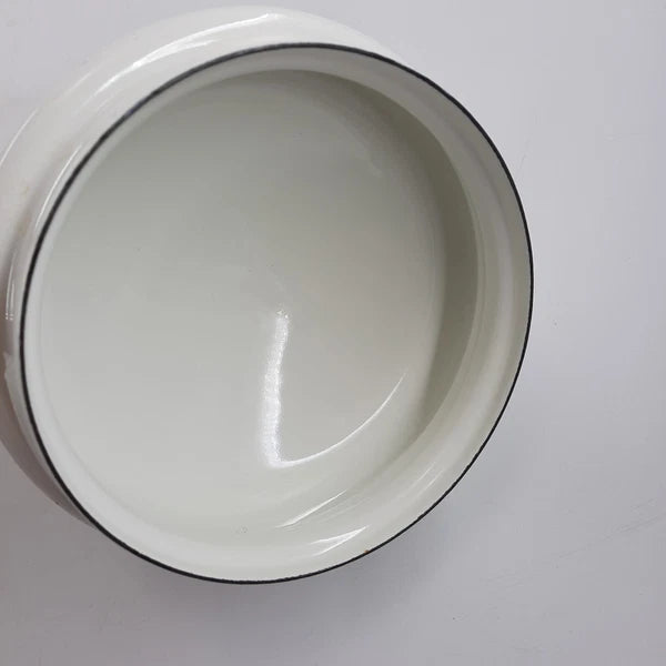 The Pioneer Woman  Enamel Tea Pot 11x9 Inches White & Red Floral Cool Handle EUC