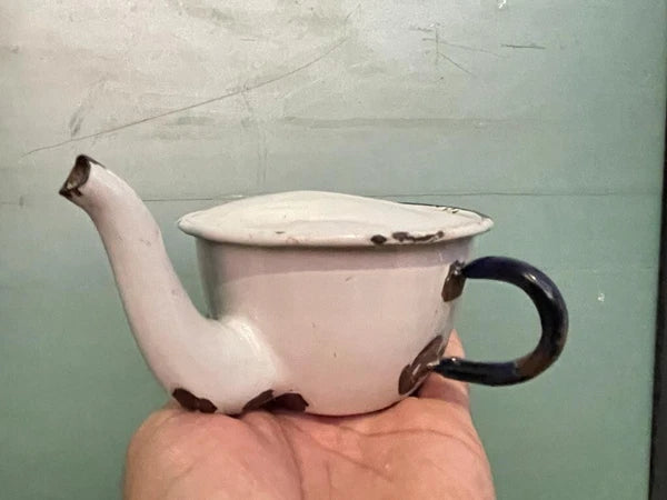 OLD VINTAGE RARE UNIQUE BENGAL ENAMEL HOSPITAL FEEDING POT / CUP KETTLE