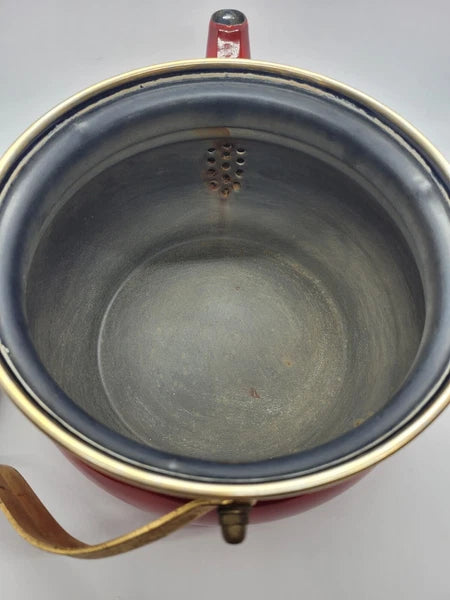 beautiful Water boiler ASTA Fissler red enamel tea kettle Stövchen GUC