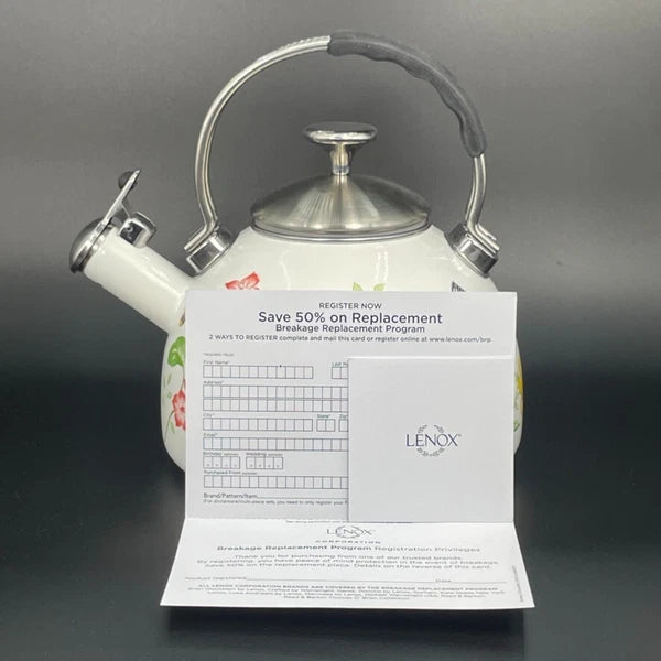 Lenox Butterfly Meadow Enamel Tea Kettle 2.5 Quart #887025 New with Tags No Box