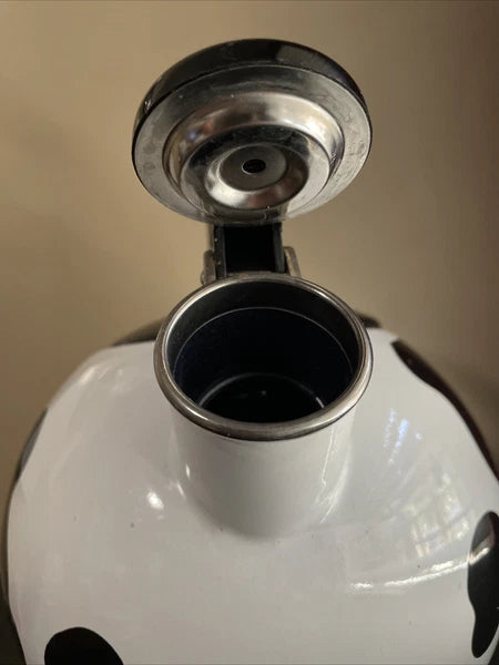 C & R Black & White Open Handled Whistling Tea Kettle Japan