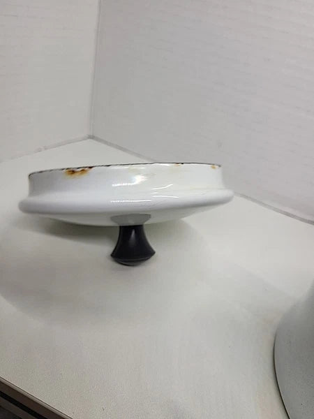 Vintage Bergren Swedish White Tin Enamelware 1960’s Tea Kettle with Fruit design