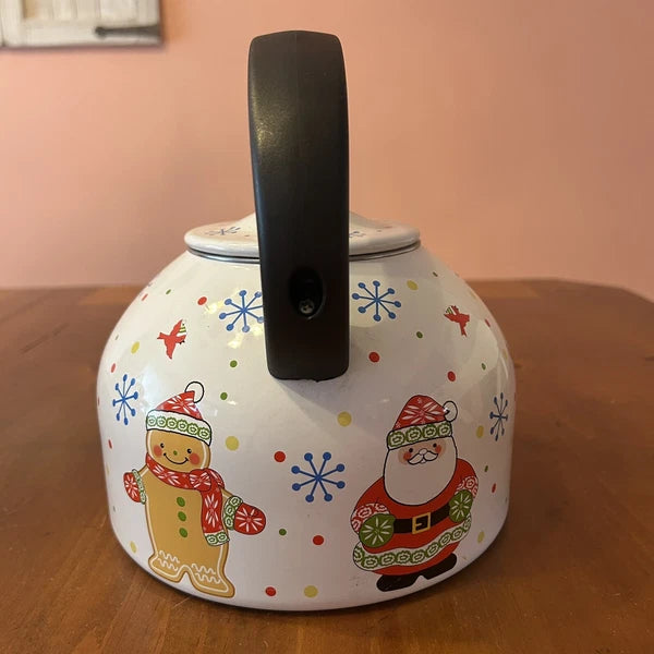 Temp-tations 2.3-qt Enamel on Steel Tea Kettle Snowman Reindeer Santa Christmas