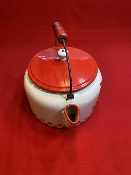 Enamel Ware Large Tea Kettle/ Rooster