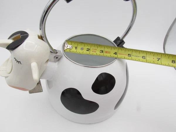 M Kamenstein Black White Cow Whistling Tea Kettle 2.5 qt from 1992