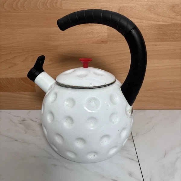 Vintage 90's Copco Enamel Golf Ball Whistling Tea Kettle Golfing Gift