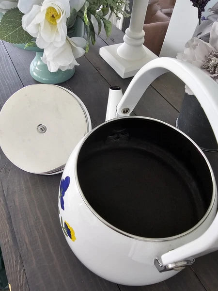 Vintage Dansk Tea Pot/Kettle With Blue Flowers