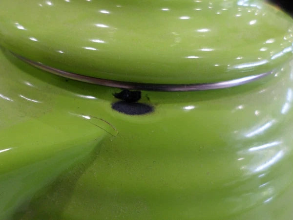 New in Box Fiesta Enamelware Tea Kettle Chartreuse  by Copco Homer Laughlin