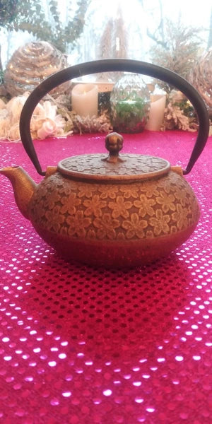 Brass/Enamel Marked Ethnic Teapot With Tea Strainer EUC