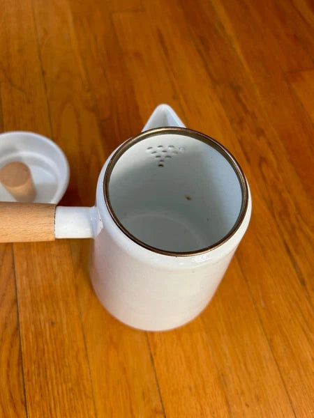 Umbra Shift Castor COWBOY KETTLE coffee tea pot vtg mcm white black stick handle