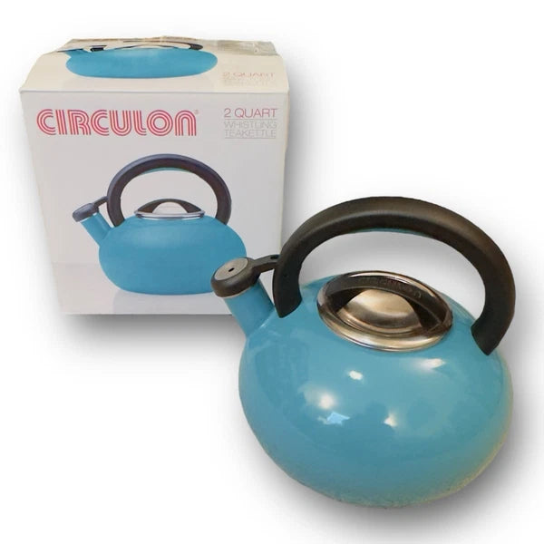 Circulon 2 Qt Stovetop Whistling Tea Kettle Turquoise Enamel