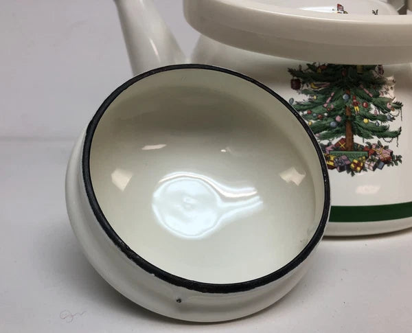 Spode Christmas Tree Tea Kettle - 2.5 Quart  Porcelain Enamel On Steel