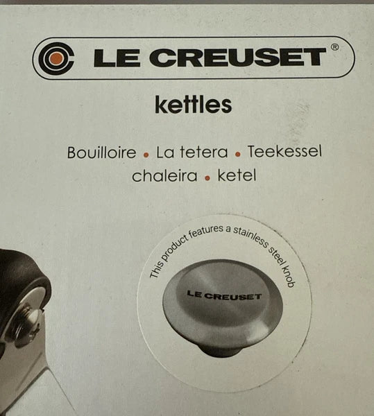 NEW! LE CREUSET Whistling Tea Kettle with Metal Finishes 1.7 qt. Caribbean BLUE