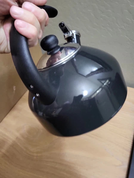 FARBERWARE 2.75 QUART PORCELAIN ENAMEL TEA KETTLE Dark Gray