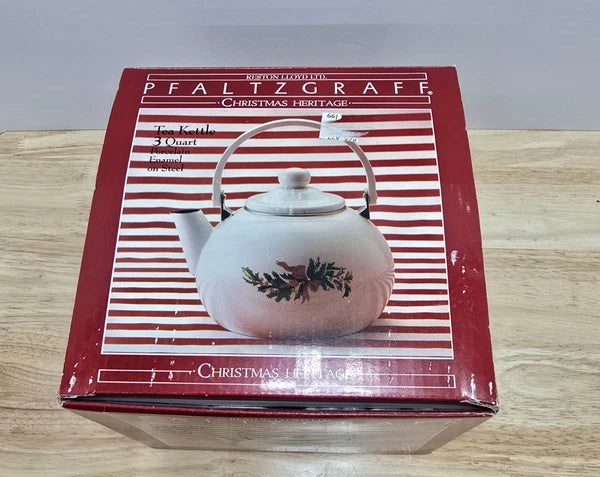 Pfaltzgraff Christmas Heritage 3 Quart Tea Kettle Porcelain Enamel on Steel