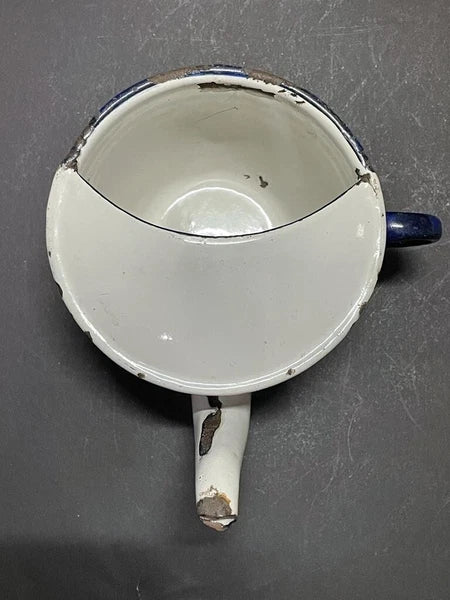 OLD VINTAGE RARE UNIQUE BENGAL ENAMEL HOSPITAL FEEDING POT / CUP KETTLE