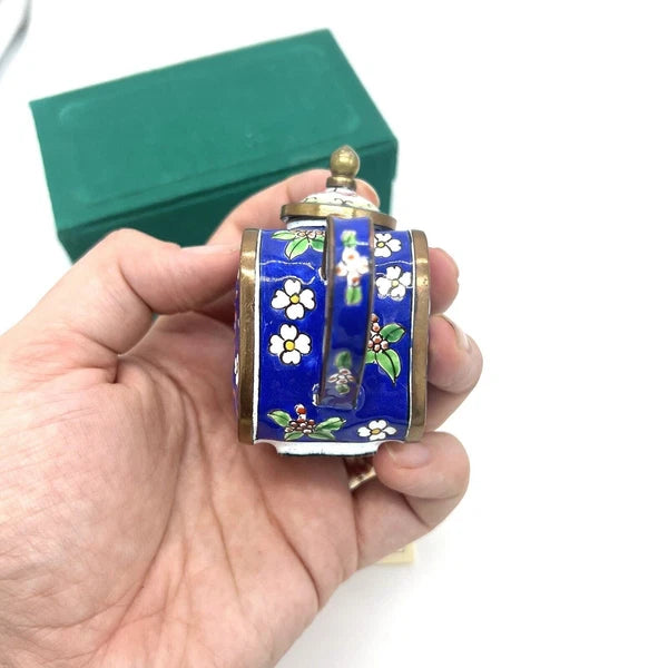 Chinemel Miniature Teapot by Bill Yee Copper and Enamel Vintage W/Box
