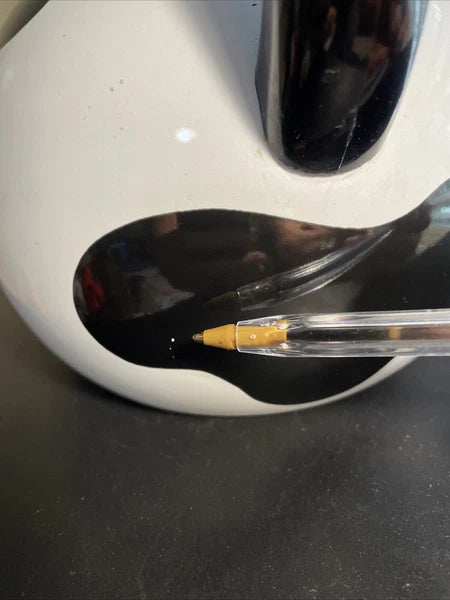 C & R Black & White Open Handled Whistling Tea Kettle Japan