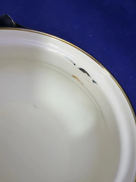 Vintage 1981 M. Kamenstein Enameled Floral Tea Kettle ~ Brass & Wood Handle