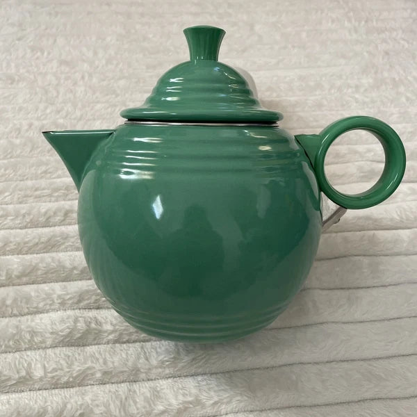 Vintage Fiesta Enamelware Tea Kettle Sea Mist Green Copco Homer Laughlin Enamel