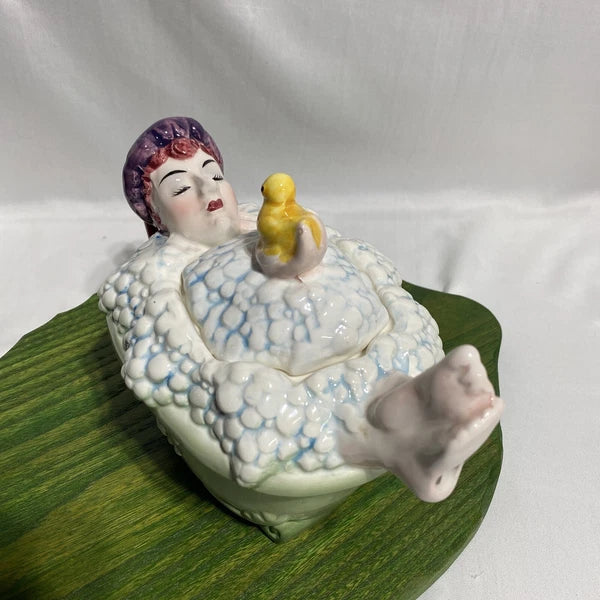 Vintage 1988 Dept 56 Tea Time No. 6 " Bubbles " Collectible Bather w Duck Teapot