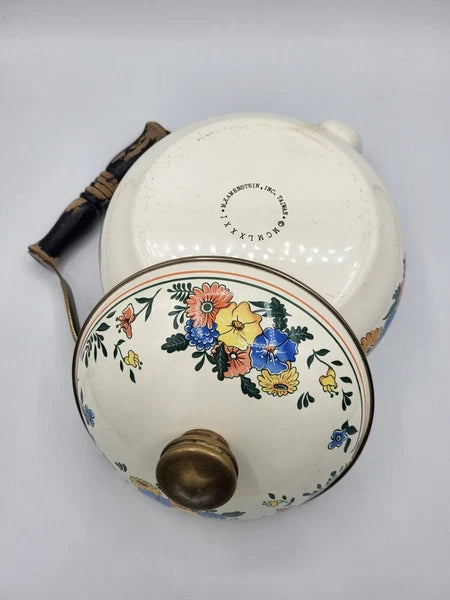 Vintage Floral Enamel Tea Kettle Made in Taiwan*