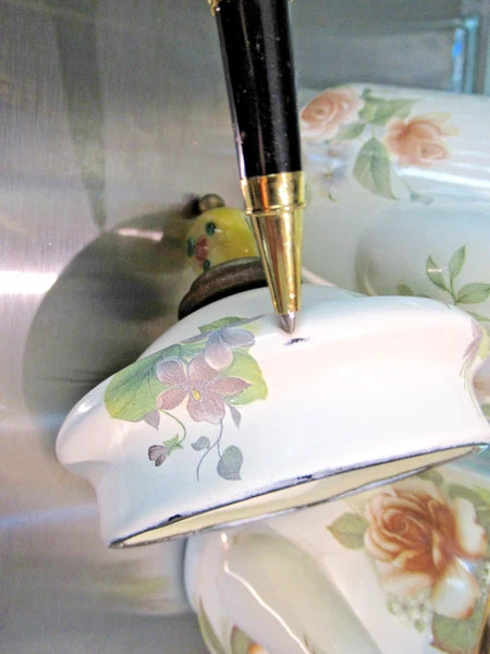 Camp MacKenzie Childs Ltd White Floral Enamelware 1995 3pcTea Set