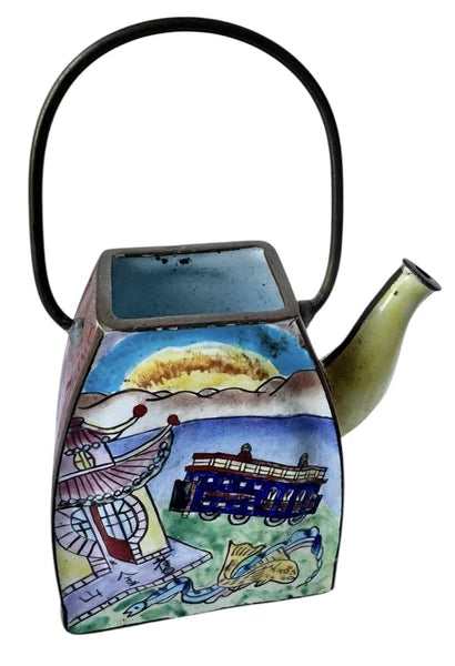 Redfern House Enamel Mini Teapot San Francisco Golden Gate Bridge Cable Car