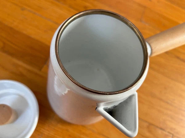 Umbra Shift Castor COWBOY KETTLE coffee tea pot vtg mcm white black stick handle