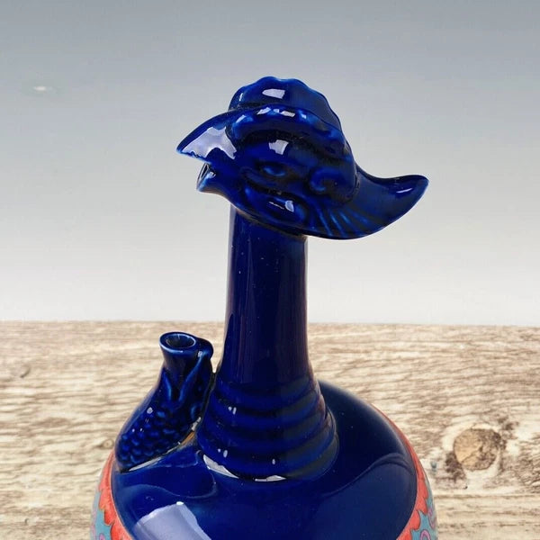 11“ China ancient Song Ding Kiln Filamentation Enamel Chicken head pot