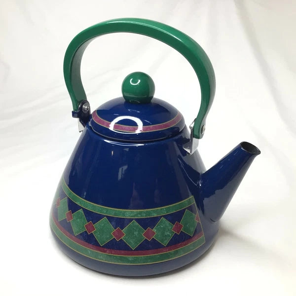 TEA KETTLE PHALZGRAPH GREAT USED CONDITION BLUES & GREEN