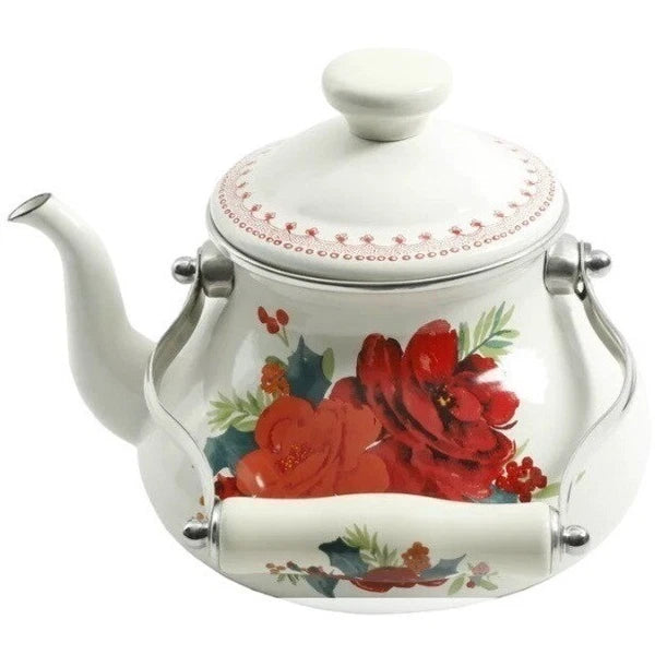 Pioneer Woman Teapot Kettle 1.9 Quart Farmhouse Decor Cheerful Rose Mother Gift