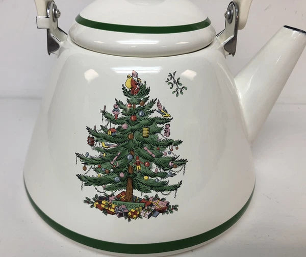 Spode Christmas Tree Tea Kettle - 2.5 Quart  Porcelain Enamel On Steel