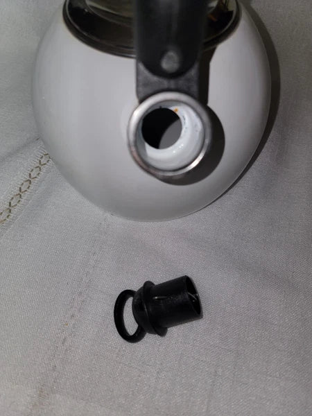 Vintage Copco Whistling Tea Kettle Cavalier White Enamel 2 Qt