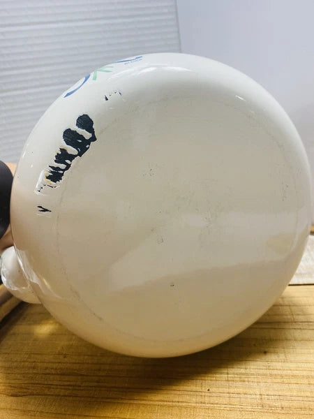 Lenox Poppies on Blue Metal Enamel Tea Kettle Teapot with Lid Nice Condition