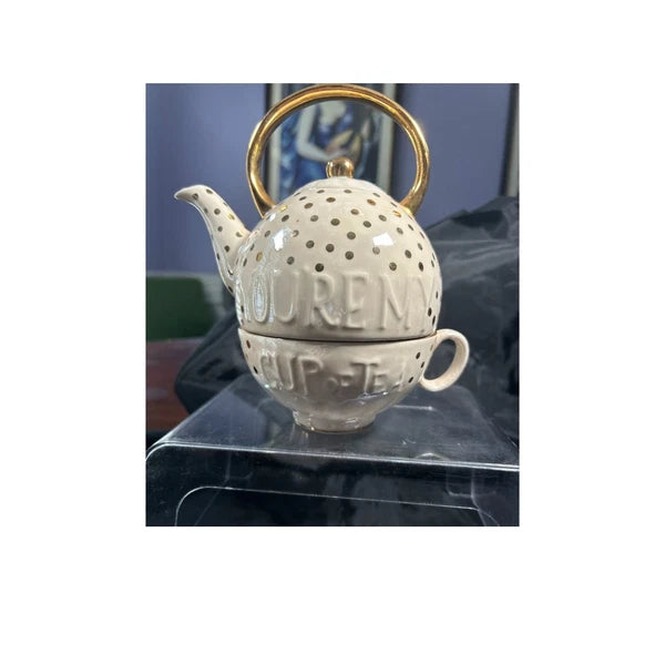 Anthropologie Sweet Sentiment "You're my cup of tea" Teapot with Cup