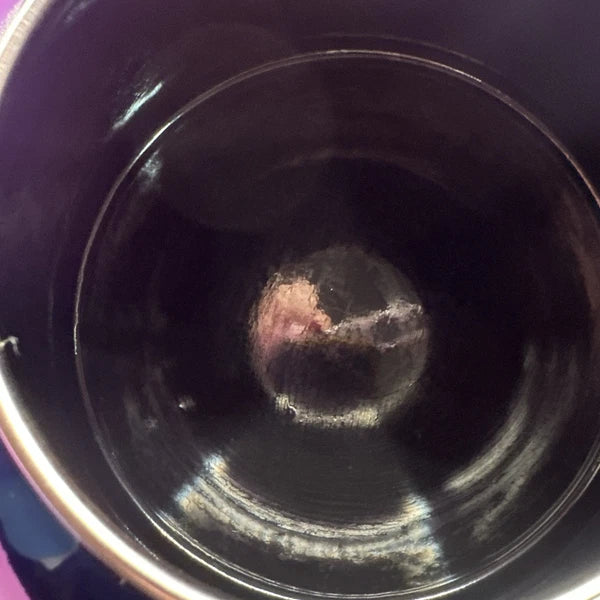 LENOX  KATE SPADE MADE TO ORDER COFFEE TEA KETTLE NAVY BLUE SILVER NICE COND