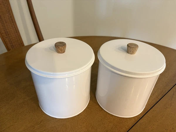 2 Hearth and Hand Magnolia Kitchen Canisters Enamel Steel Metal w/Lid
