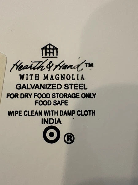 2 Hearth and Hand Magnolia Kitchen Canisters Enamel Steel Metal w/Lid