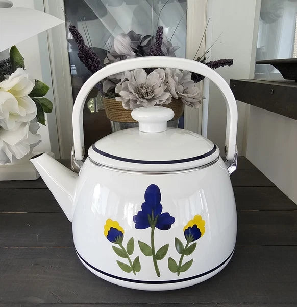 Vintage Dansk Tea Pot/Kettle With Blue Flowers