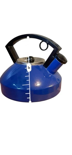 Vintage Enameled Blue 2 Quart Tea Whistling Kettle